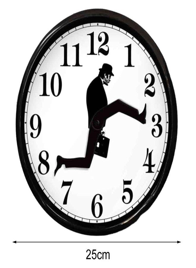 NOENNULL Wall Clock, Creative Wall Clock 3D Wall Art Silent Round Clock British Comedy Inspired Ministry of Silly Walks Clock for Bedroom Kitchen Living Room Decoration (Black) - Image 2